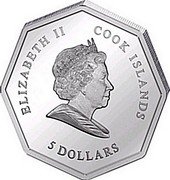 Cook Islands 5 Dollars Saint Martin of Tours 2008 Proof KM# 602 ELIZABETH II COOK ISLANDS 5 DOLLARS coin obverse Cook Islands 5 Dollars Saint Martin of Tours 2008 Proof KM# 602 ELIZABETH II COOK ISLANDS 5 DOLLARS coin obverse