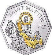 Cook Islands 5 Dollars Saint Martin of Tours 2008 Proof KM# 602 SAINT MARTIN 11TH OF NOVEMBER 2008 coin reverse Cook Islands 5 Dollars Saint Martin of Tours 2008 Proof KM# 602 SAINT MARTIN 11TH OF NOVEMBER 2008 coin reverse