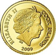 Cook Islands 5 Dollars Helios 2009 Proof KM# 1525 ELIZABETH II COOK ISLANDS IRB 2009 coin obverse Cook Islands 5 Dollars Helios 2009 Proof KM# 1525 ELIZABETH II COOK ISLANDS IRB 2009 coin obverse
