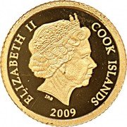 Cook Islands 5 Dollars Orpheus 2009 Proof KM# 1528 ELIZABETH II COOK ISLANDS IRB 2009 coin obverse Cook Islands 5 Dollars Orpheus 2009 Proof KM# 1528 ELIZABETH II COOK ISLANDS IRB 2009 coin obverse