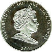 Cook Islands 5 Dollars Elvis Presley.That's all right. 2007 Proof KM# 1188 ELIZABETH II 5 DOLLARS COOK ISLANDS 2007 coin obverse Cook Islands 5 Dollars Elvis Presley.That's all right. 2007 Proof KM# 1188 ELIZABETH II 5 DOLLARS COOK ISLANDS 2007 coin obverse