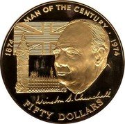 Cook Islands Fifty Dollars 100th Anniv. of the Birth of Winston Churchill 1974 Proof KM# 11a 1874 MAN OF THE CENTURY . 1974 FIFTY DOLLARS coin reverse Cook Islands Fifty Dollars 100th Anniv. of the Birth of Winston Churchill 1974 Proof KM# 11a 1874 MAN OF THE CENTURY . 1974 FIFTY DOLLARS coin reverse