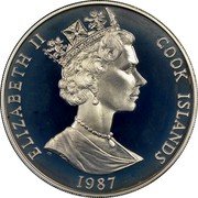 Cook Islands 50 Dollars Olympic Games Seoul 1988 1987 PM Proof KM# 40 ELIZABETH II COOK ISLANDS PM 1987 coin obverse Cook Islands 50 Dollars Olympic Games Seoul 1988 1987 PM Proof KM# 40 ELIZABETH II COOK ISLANDS PM 1987 coin obverse