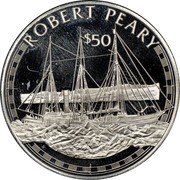 Cook Islands 50 Dollars American explorer Robert Peary 1988 FM (P) Proof KM# 109 ROBERT PEARY $50 FM coin reverse