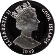 Cook Islands 50 Dollars Olympic Games 1992 Barcelona and Albertville 1989 Proof KM# 60 ELIZABETH II COOK ISLANDS RDM PM 1989 coin obverse Cook Islands 50 Dollars Olympic Games 1992 Barcelona and Albertville 1989 Proof KM# 60 ELIZABETH II COOK ISLANDS RDM PM 1989 coin obverse