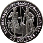 Cook Islands 50 Dollars Olympic Games 1992 Barcelona and Albertville 1989 Proof KM# 60 BARCELONA OLYMPIC GAMES 1992 ALBERTVILLE 50 DOLLARS coin reverse Cook Islands 50 Dollars Olympic Games 1992 Barcelona and Albertville 1989 Proof KM# 60 BARCELONA OLYMPIC GAMES 1992 ALBERTVILLE 50 DOLLARS coin reverse