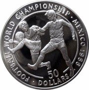 Cook Islands 50 Dollars Elizabeth II World Football Championship.Mexico 1986 1989 Proof KM# 70 FOOTBALL WORLD CHAMPIONSHIP MEXICO 1986 50 DOLLARS coin reverse Cook Islands 50 Dollars Elizabeth II World Football Championship.Mexico 1986 1989 Proof KM# 70 FOOTBALL WORLD CHAMPIONSHIP MEXICO 1986 50 DOLLARS coin reverse