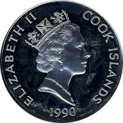 Cook Islands 50 Dollars Inca Prince 1990 Proof KM# 184 ELIZABETH II COOK ISLANDS 1990 RDM coin obverse Cook Islands 50 Dollars Inca Prince 1990 Proof KM# 184 ELIZABETH II COOK ISLANDS 1990 RDM coin obverse