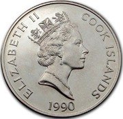 Cook Islands 50 Dollars Breton explorer Jacques Cartier 1990 Proof KM# 43 ELIZABETH II COOK ISLANDS RDM 1990 coin obverse Cook Islands 50 Dollars Breton explorer Jacques Cartier 1990 Proof KM# 43 ELIZABETH II COOK ISLANDS RDM 1990 coin obverse