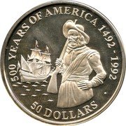 Cook Islands 50 Dollars English sea explorer Henry Hudson 1990 Proof KM# 89 500 YEARS OF AMERICA 1492-1992 50 DOLLARS coin reverse Cook Islands 50 Dollars English sea explorer Henry Hudson 1990 Proof KM# 89 500 YEARS OF AMERICA 1492-1992 50 DOLLARS coin reverse