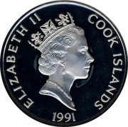 Cook Islands 50 Dollars Scottish explorer Alexander Mackenzie 1991 Proof KM# 141 ELIZABETH II COOK ISLANDS RDM 1991 coin obverse Cook Islands 50 Dollars Scottish explorer Alexander Mackenzie 1991 Proof KM# 141 ELIZABETH II COOK ISLANDS RDM 1991 coin obverse