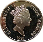 Cook Islands 50 Dollars Vasco Nunez de Balboa 1991 Proof KM# 44a ELIZABETH II COOK ISLANDS 1991 RDM coin obverse Cook Islands 50 Dollars Vasco Nunez de Balboa 1991 Proof KM# 44a ELIZABETH II COOK ISLANDS 1991 RDM coin obverse