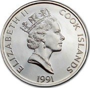 Cook Islands 50 Dollars Boston Tea Party 1991 Proof KM# 192 ELIZABETH II COOK ISLANDS RDM 1991 coin obverse Cook Islands 50 Dollars Boston Tea Party 1991 Proof KM# 192 ELIZABETH II COOK ISLANDS RDM 1991 coin obverse