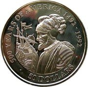 Cook Islands 50 Dollars Vasco Nunez de Balboa 1991 Proof KM# 44a 500 YEARS OF AMERICA 1492 - 1992 50 DOLLARS coin reverse Cook Islands 50 Dollars Vasco Nunez de Balboa 1991 Proof KM# 44a 500 YEARS OF AMERICA 1492 - 1992 50 DOLLARS coin reverse