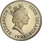 Cook Islands 50 Dollars Venetian navigator John Cabot 1992 Proof KM# 204 ELIZABETH II COOK ISLANDS RDM 1992 coin obverse Cook Islands 50 Dollars Venetian navigator John Cabot 1992 Proof KM# 204 ELIZABETH II COOK ISLANDS RDM 1992 coin obverse