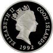 Cook Islands 50 Dollars Western Lowland Gorilla 1992 Proof KM# 264 ELIZABETH II COOK ISLANDS RDM 1992 coin obverse Cook Islands 50 Dollars Western Lowland Gorilla 1992 Proof KM# 264 ELIZABETH II COOK ISLANDS RDM 1992 coin obverse