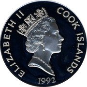 Cook Islands 50 Dollars Europan discovery of the Grand Canyo 1992 Proof KM# 114 ELIZABETH II COOK ISLANDS RDM 1992 coin obverse Cook Islands 50 Dollars Europan discovery of the Grand Canyo 1992 Proof KM# 114 ELIZABETH II COOK ISLANDS RDM 1992 coin obverse
