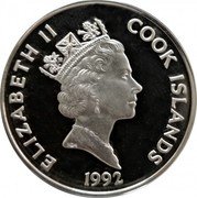 Cook Islands 50 Dollars Spanish conquistador Pedro de Mendoza 1992 Proof KM# 198 ELIZABETH II COOK ISLANDS 1992 RDM coin obverse Cook Islands 50 Dollars Spanish conquistador Pedro de Mendoza 1992 Proof KM# 198 ELIZABETH II COOK ISLANDS 1992 RDM coin obverse