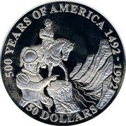 Cook Islands 50 Dollars Europan discovery of the Grand Canyo 1992 Proof KM# 114 500 YEARS OF AMERICA 1492 - 1992 50 DOLLARS coin reverse Cook Islands 50 Dollars Europan discovery of the Grand Canyo 1992 Proof KM# 114 500 YEARS OF AMERICA 1492 - 1992 50 DOLLARS coin reverse