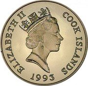 Cook Islands 50 Dollars Elizabeth II George Washington 1993 Proof KM# 173 ELIZABETH II COOK ISLANDS RDM 1993 coin obverse Cook Islands 50 Dollars Elizabeth II George Washington 1993 Proof KM# 173 ELIZABETH II COOK ISLANDS RDM 1993 coin obverse