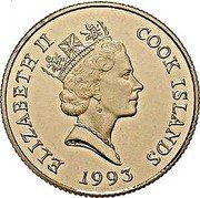 Cook Islands 50 Dollars Elizabeth II Kakapo 1993 Proof KM# 472 ELIZABETH II COOK ISLANDS RDM 1993 coin obverse Cook Islands 50 Dollars Elizabeth II Kakapo 1993 Proof KM# 472 ELIZABETH II COOK ISLANDS RDM 1993 coin obverse
