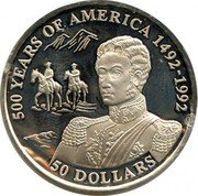 Cook Islands 50 Dollars Argentine general Jose de San Martin 1993 Proof KM# 248 ELIZABETH II COOK ISLANDS 1993 RDM coin obverse Cook Islands 50 Dollars Argentine general Jose de San Martin 1993 Proof KM# 248 ELIZABETH II COOK ISLANDS 1993 RDM coin obverse