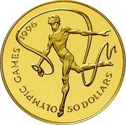 Cook Islands 50 Dollars XXVI Summer Olympic Games 1996 Atlanta. Gymnastics 1993 Proof KM# 180 OLYMPIC GAMES 1996 50 DOLLARS coin reverse Cook Islands 50 Dollars XXVI Summer Olympic Games 1996 Atlanta. Gymnastics 1993 Proof KM# 180 OLYMPIC GAMES 1996 50 DOLLARS coin reverse