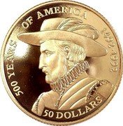 Cook Islands 50 Dollars Italian explorer Christopher Columbus 1993 Proof KM# 178 500 YEARS OF AMERICA 1492 - 1992 50 DOLLARS coin reverse Cook Islands 50 Dollars Italian explorer Christopher Columbus 1993 Proof KM# 178 500 YEARS OF AMERICA 1492 - 1992 50 DOLLARS coin reverse