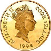 Cook Islands 50 Dollars Sea otter 1994 Proof KM# 246 ELIZABETH II COOK ISLANDS 1994 coin obverse Cook Islands 50 Dollars Sea otter 1994 Proof KM# 246 ELIZABETH II COOK ISLANDS 1994 coin obverse