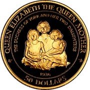 Cook Islands 50 Dollars Queen mother and her Daughters Elizabeth & Margaret 1995 Proof KM# 276 QUEEN ELIZABETH THE QUEEN MOTHER THE DUCHESS OF YORK AND HER TWO DAUGHTERS 1936 50 DOLLARS coin reverse Cook Islands 50 Dollars Queen mother and her Daughters Elizabeth & Margaret 1995 Proof KM# 276 QUEEN ELIZABETH THE QUEEN MOTHER THE DUCHESS OF YORK AND HER TWO DAUGHTERS 1936 50 DOLLARS coin reverse