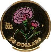 Cook Islands 50 Dollars Mother's Day 1996 Proof KM# 844 1/4 OZ 9999 GOLD P 50 DOLLARS coin reverse Cook Islands 50 Dollars Mother's Day 1996 Proof KM# 844 1/4 OZ 9999 GOLD P 50 DOLLARS coin reverse