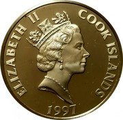 Cook Islands 50 Dollars 4th Century. Constantine the Great 1997 FM Proof KM# 401 ELIZABETH II COOK ISLANDS RDM 1997 coin obverse Cook Islands 50 Dollars 4th Century. Constantine the Great 1997 FM Proof KM# 401 ELIZABETH II COOK ISLANDS RDM 1997 coin obverse