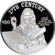 Cook Islands 50 Dollars 17th Century. Sir Isaac Newton's Principia 1997 FM Proof KM# 411 17TH CENTURY $50 AGE OF MODERN SCIENCE SIR ISAAK NEWTON'S PRINCIPAL coin reverse Cook Islands 50 Dollars 17th Century. Sir Isaac Newton's Principia 1997 FM Proof KM# 411 17TH CENTURY $50 AGE OF MODERN SCIENCE SIR ISAAK NEWTON'S PRINCIPAL coin reverse