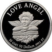 Cook Islands 50 Dollars Love Angel 1997 Proof KM# 460 LOVE ANGEL 10 GMS 50 DOLLARS .9995 PT coin reverse Cook Islands 50 Dollars Love Angel 1997 Proof KM# 460 LOVE ANGEL 10 GMS 50 DOLLARS .9995 PT coin reverse