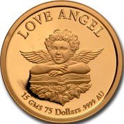 Cook Islands 75 Dollars Elizabeth II Love Angel 1997 Proof KM# 927 LOVE ANGEL 15 GMS 75 DOLLARS .9999 AU coin reverse Cook Islands 75 Dollars Elizabeth II Love Angel 1997 Proof KM# 927 LOVE ANGEL 15 GMS 75 DOLLARS .9999 AU coin reverse