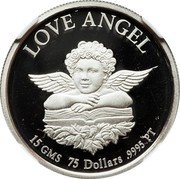 Cook Islands 75 Dollars Love Angel 1997 Proof KM# 461 LOVE ANGEL 15 GMS 75 DOLLARS .9995 PT coin reverse