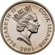 Cook Islands Dollar Elizabeth II Commonwealth Games 2001 Proof KM# 1115 ELIZABETH II COOK ISLANDS 2001 coin obverse Cook Islands Dollar Elizabeth II Commonwealth Games 2001 Proof KM# 1115 ELIZABETH II COOK ISLANDS 2001 coin obverse
