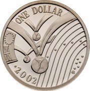 Cook Islands Dollar Elizabeth II Commonwealth Games 2001 Proof KM# 1115 ONE DOLLAR 2002 coin reverse Cook Islands Dollar Elizabeth II Commonwealth Games 2001 Proof KM# 1115 ONE DOLLAR 2002 coin reverse