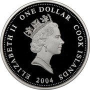 Cook Islands Dollar Battle of the Emden and Sydney. 90th Anniversary 2004 Proof KM# 1147 ELIZABETH II ONE DOLLAR COOK ISLANDS 2004 coin obverse