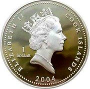 Cook Islands Dollar Elizabeth II Powerlifting 2004 Proof KM# 1155 ELIZABETH II COOK ISLANDS 1 DOLLAR RDM 2004 coin obverse