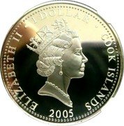 Cook Islands Dollar Star Wars 30th Anniversary 2005 Proof KM# 1133 ELIZABETH II 1 DOLLAR COOK ISLANDS 2005 coin obverse Cook Islands Dollar Star Wars 30th Anniversary 2005 Proof KM# 1133 ELIZABETH II 1 DOLLAR COOK ISLANDS 2005 coin obverse