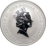 Cook Islands Dollar 1923 Carford Type 15 Pumper 2006 Proof KM# 1137 ELIZABETH II ONE DOLLAR COOK ISLANDS RDM 2006 coin obverse Cook Islands Dollar 1923 Carford Type 15 Pumper 2006 Proof KM# 1137 ELIZABETH II ONE DOLLAR COOK ISLANDS RDM 2006 coin obverse