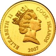 Cook Islands Dollar 100th Anniversary of the Walking Liberty Design 2007 Proof KM# 1520 ELIZABETH II COOK ISLANDS RDM 2007 coin obverse Cook Islands Dollar 100th Anniversary of the Walking Liberty Design 2007 Proof KM# 1520 ELIZABETH II COOK ISLANDS RDM 2007 coin obverse