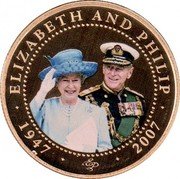 Cook Islands Dollar Diamond Wedding Anni. State occasions 2007 Proof KM# 1200 ELIZABETH AND PHILIP 1947 EP 2007 coin reverse Cook Islands Dollar Diamond Wedding Anni. State occasions 2007 Proof KM# 1200 ELIZABETH AND PHILIP 1947 EP 2007 coin reverse