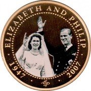 Cook Islands Dollar Wave. Colored 2007 Proof KM# 1199 ELIZABETH AND PHILIP 1947 EP 2007 coin reverse Cook Islands Dollar Wave. Colored 2007 Proof KM# 1199 ELIZABETH AND PHILIP 1947 EP 2007 coin reverse