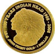 Cook Islands Dollar 100 Years of the Indian Head 2008 Proof KM# 1522 100 YEARS INDIAN HEAD 1908-2008 1/2 G .99999 FINEST GOLD 1 DOLLAR coin reverse Cook Islands Dollar 100 Years of the Indian Head 2008 Proof KM# 1522 100 YEARS INDIAN HEAD 1908-2008 1/2 G .99999 FINEST GOLD 1 DOLLAR coin reverse
