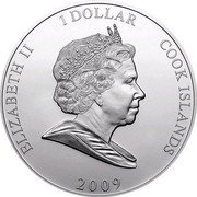 Cook Islands Dollar Elizabeth II Aurora Borealis 2009 KM# 1482 ELIZABETH II COOK ISLANDS 2009 1 DOLLAR coin obverse Cook Islands Dollar Elizabeth II Aurora Borealis 2009 KM# 1482 ELIZABETH II COOK ISLANDS 2009 1 DOLLAR coin obverse