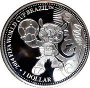 Cook Islands Dollar FIFA World Cup Brazil. Mascot 2013 Proof KM# 1613 2014 FIFA WORLD CUP BRAZIL TM 1 DOLLAR coin reverse Cook Islands Dollar FIFA World Cup Brazil. Mascot 2013 Proof KM# 1613 2014 FIFA WORLD CUP BRAZIL TM 1 DOLLAR coin reverse