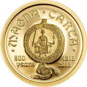 Cook Islands Dollar 800th Anniversary of the Magna Carta 2015 Proof KM# 1687 MAGNA CARTA 800 YEARS 1215 2015 coin reverse Cook Islands Dollar 800th Anniversary of the Magna Carta 2015 Proof KM# 1687 MAGNA CARTA 800 YEARS 1215 2015 coin reverse