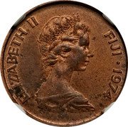 Fiji 1 Cent (Elizabeth II Pattern) KM# TS2 ELIZABETH II FIJI 1974 coin obverse Fiji 1 Cent (Elizabeth II Pattern) KM# TS2 ELIZABETH II FIJI 1974 coin obverse